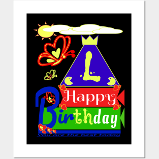 Happy Birthday Alphabet Letter (( L )) You are the best today Posters and Art